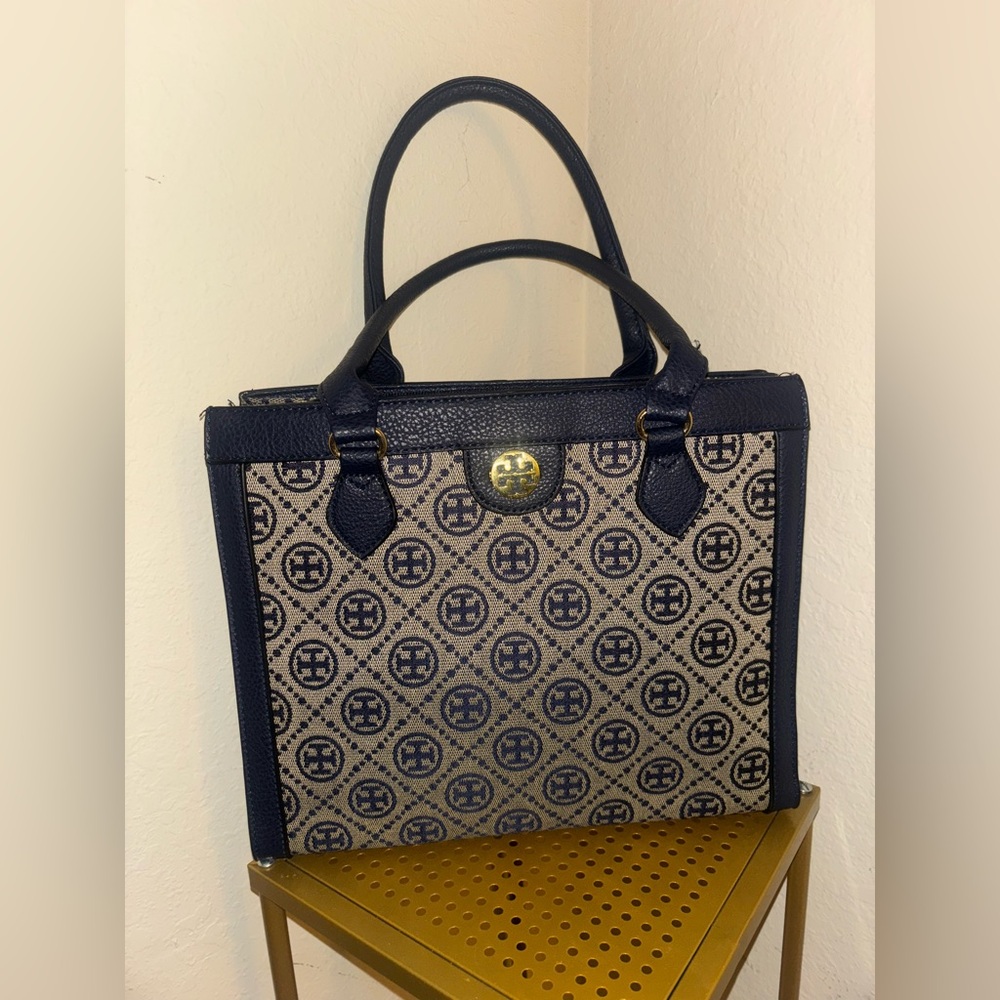 Inspired Navy and Tan Tote Bag